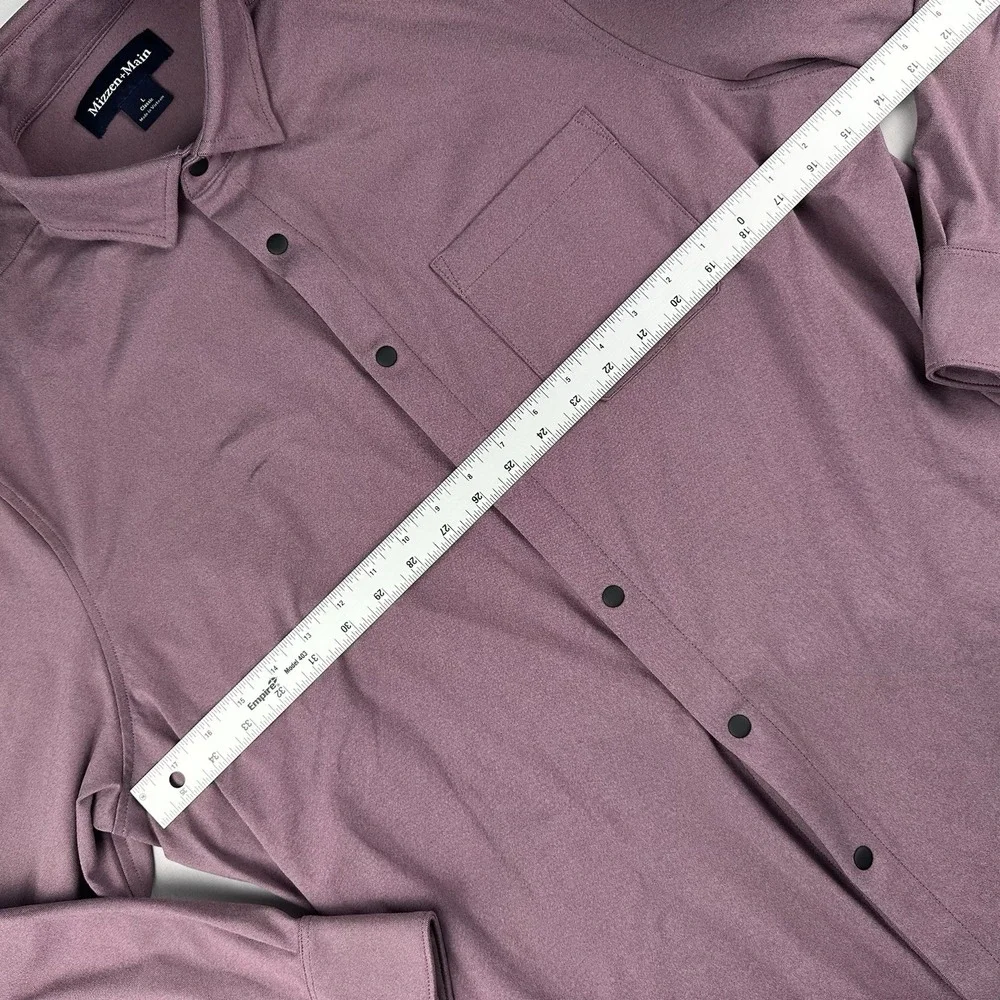 Mizzen Main‎ Men's Pink Performance Stretch Snap Button Long Sleeve Size Large